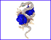 Брошка змія, змія з синіми трояндами, 5.2 см. Брошка змія, змія з синіми трояндами, 5.2 см.